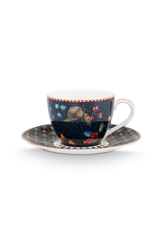 Espresso Cup and Saucer Berry Blues Blue 120ml