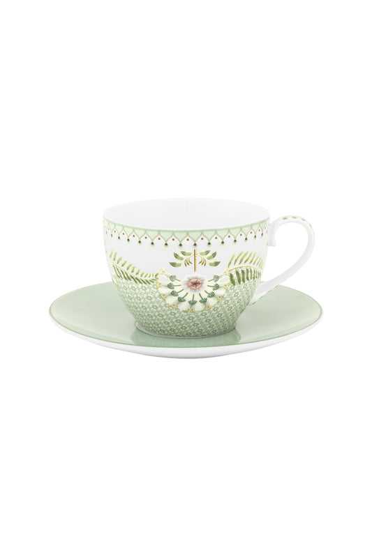 Cup and Saucer Lily & Lotus Tiles Light Green 280ml