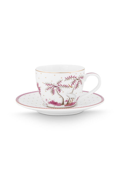 Espresso Cup & Saucer Jolie Dots Gold Pink 120ml