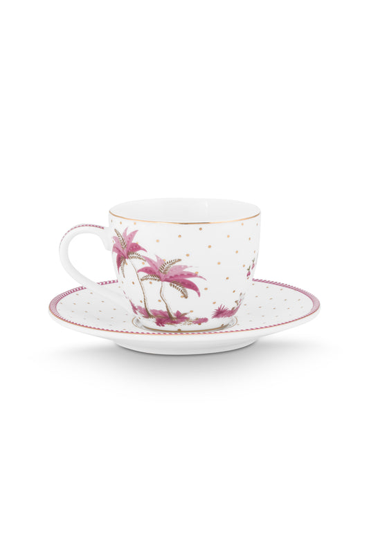 Espresso Cup & Saucer Jolie Dots Gold Pink 120ml
