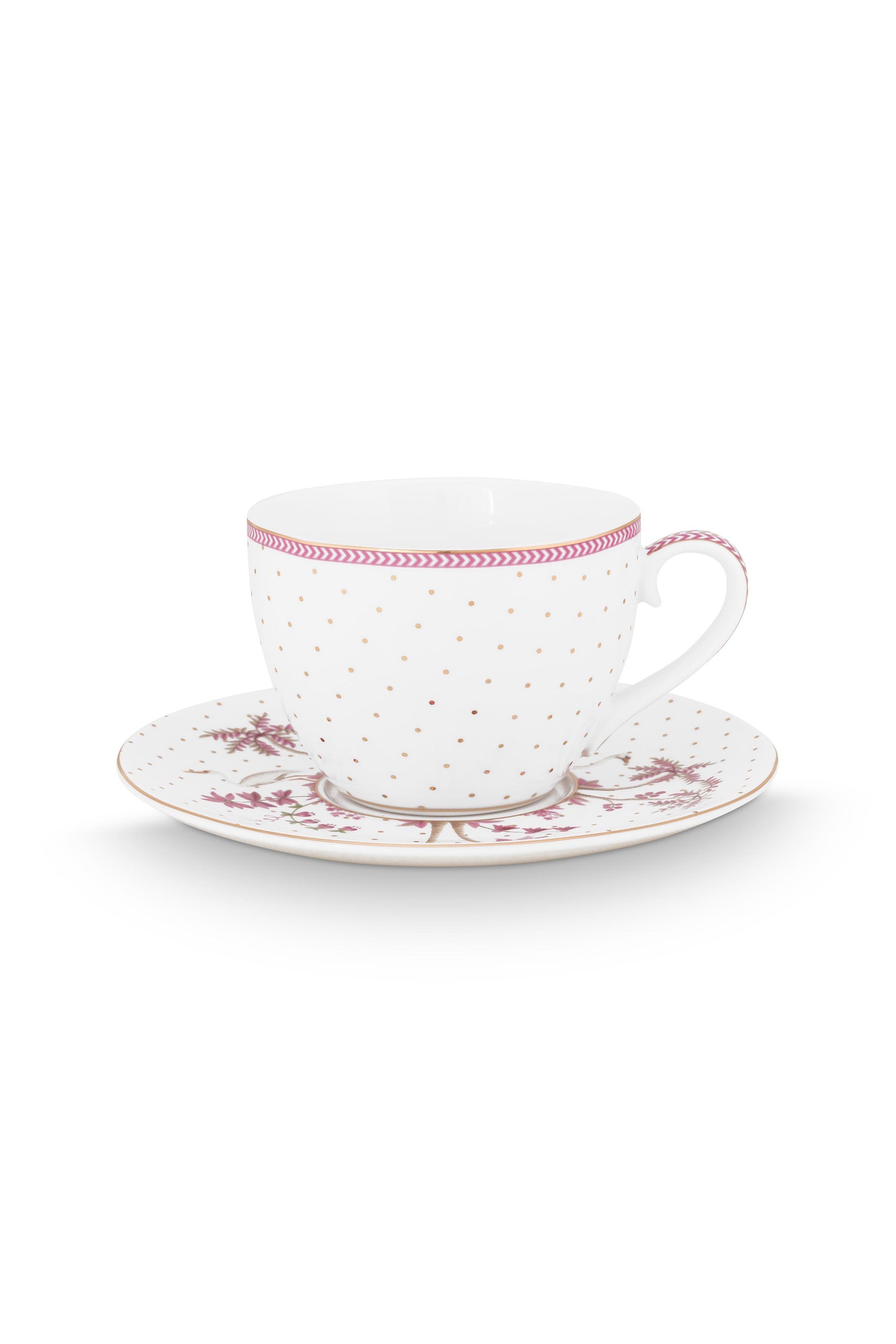 Cup & Saucer Jolie Dots Gold Pink 280ml