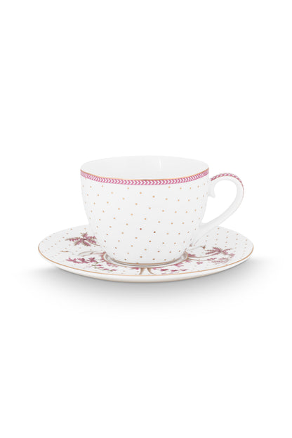 Cup & Saucer Jolie Dots Gold Pink 280ml