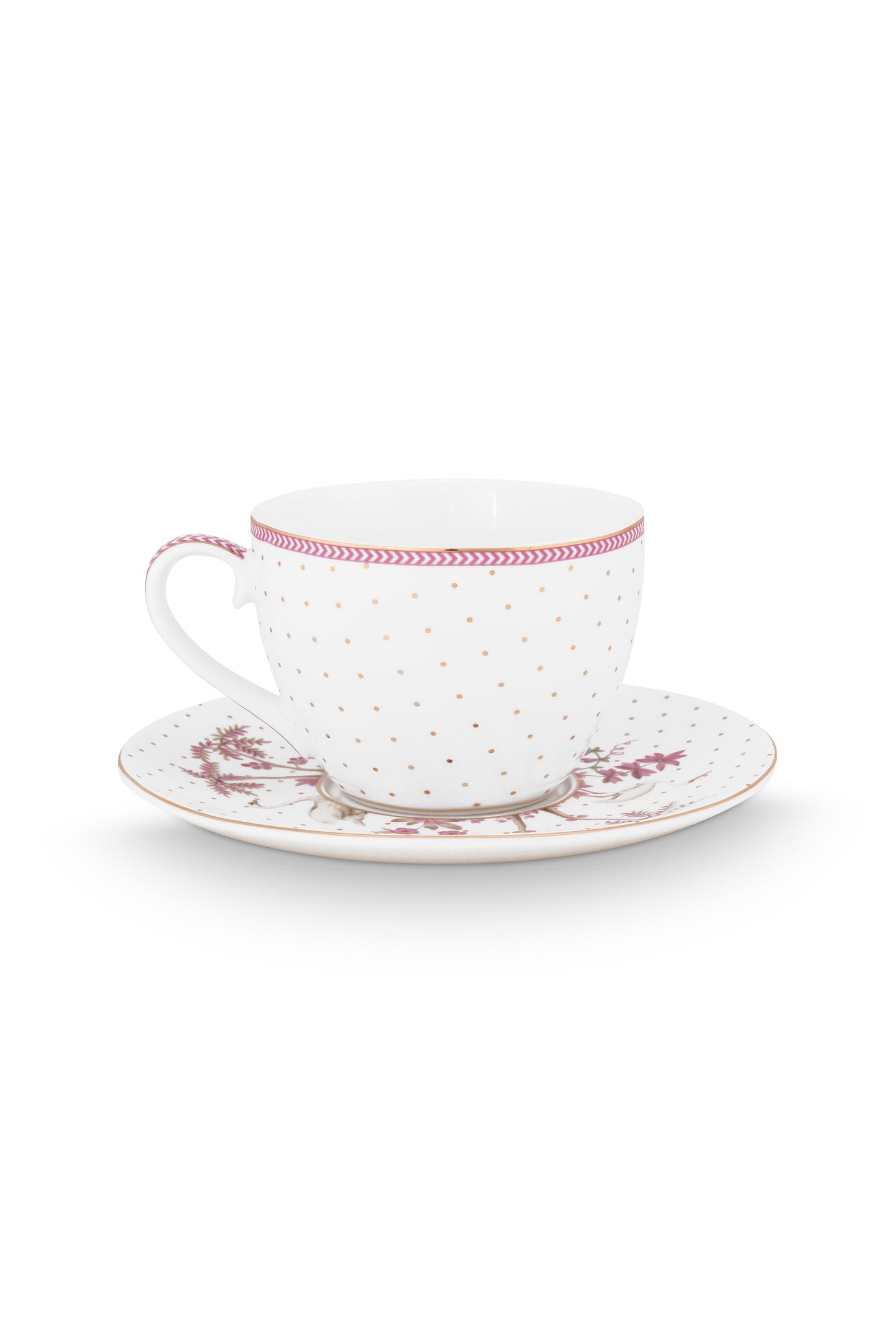 Cup & Saucer Jolie Dots Gold Pink 280ml