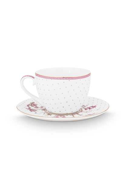 Cup & Saucer Jolie Dots Gold Pink 280ml