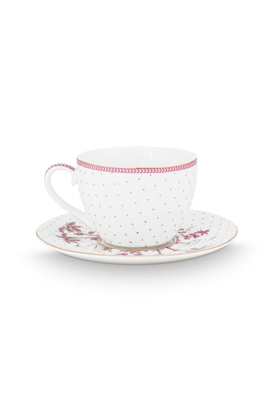 Cup & Saucer Jolie Dots Gold Pink 280ml