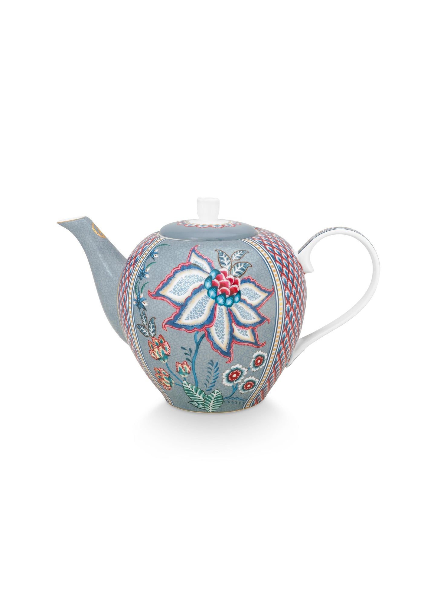 Tea Pot Large Flower Festival Light Blue 1.6ltr