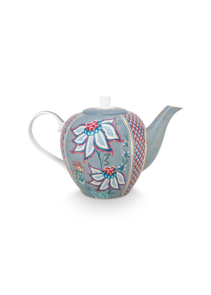 Tea Pot Large Flower Festival Light Blue 1.6ltr
