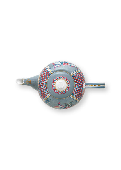 Tea Pot Large Flower Festival Light Blue 1.6ltr