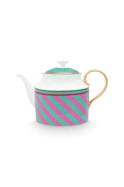 Tea Pot Large Pip Chique Stripes Pink-Green 1.8ltr