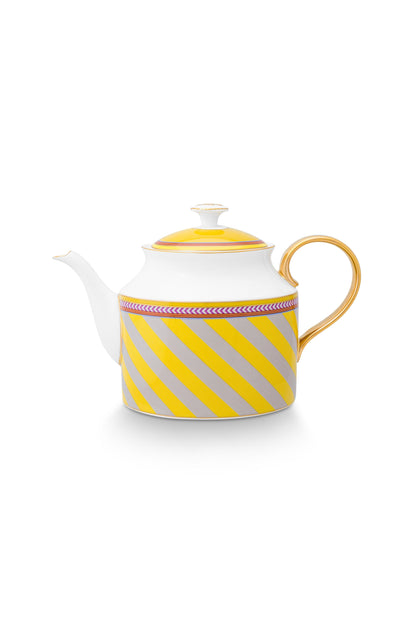 Tea Pot Large Pip Chique Stripes Yellow 1.8ltr