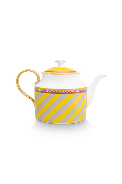 Tea Pot Large Pip Chique Stripes Yellow 1.8ltr