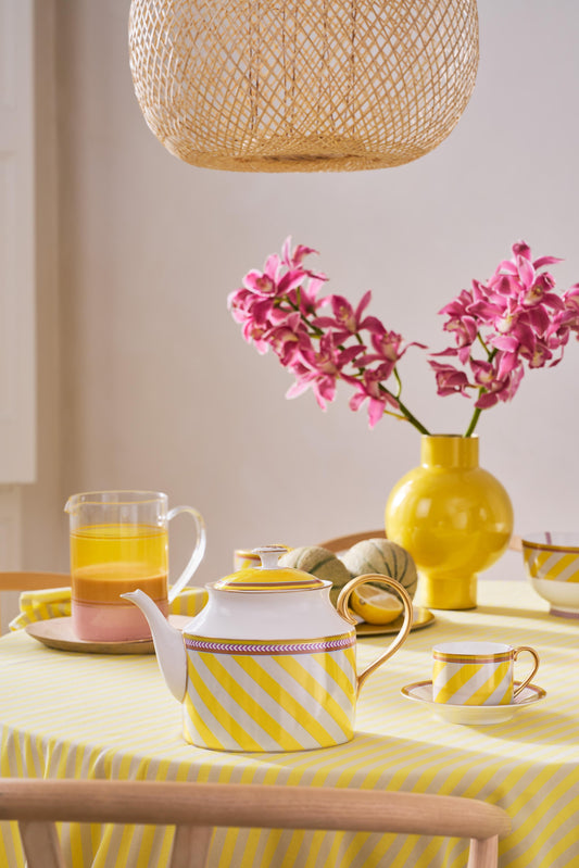 Tea Pot Large Pip Chique Stripes Yellow 1.8ltr