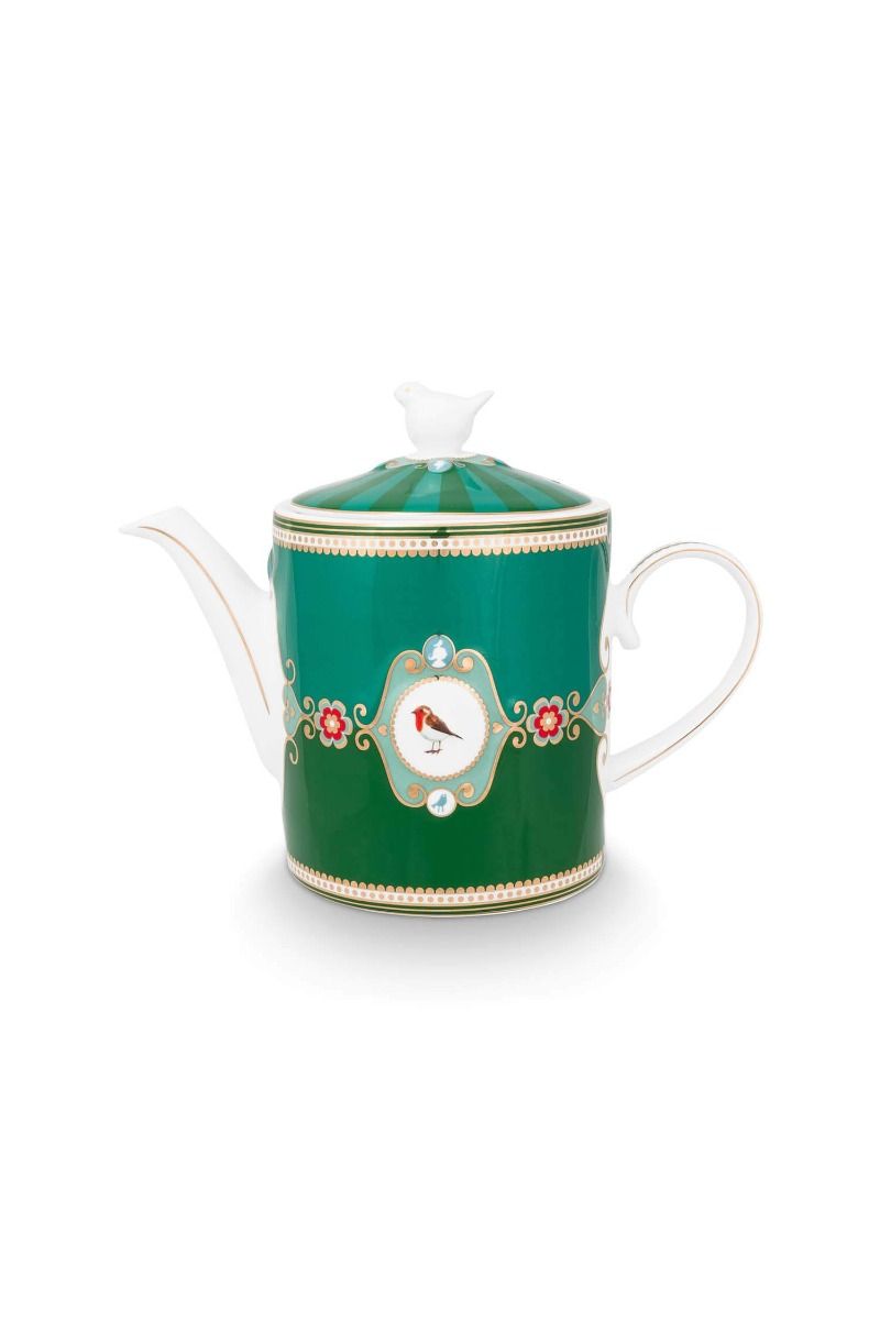 Teapot Love Birds Medallion Emerald-Green 1.3ltr