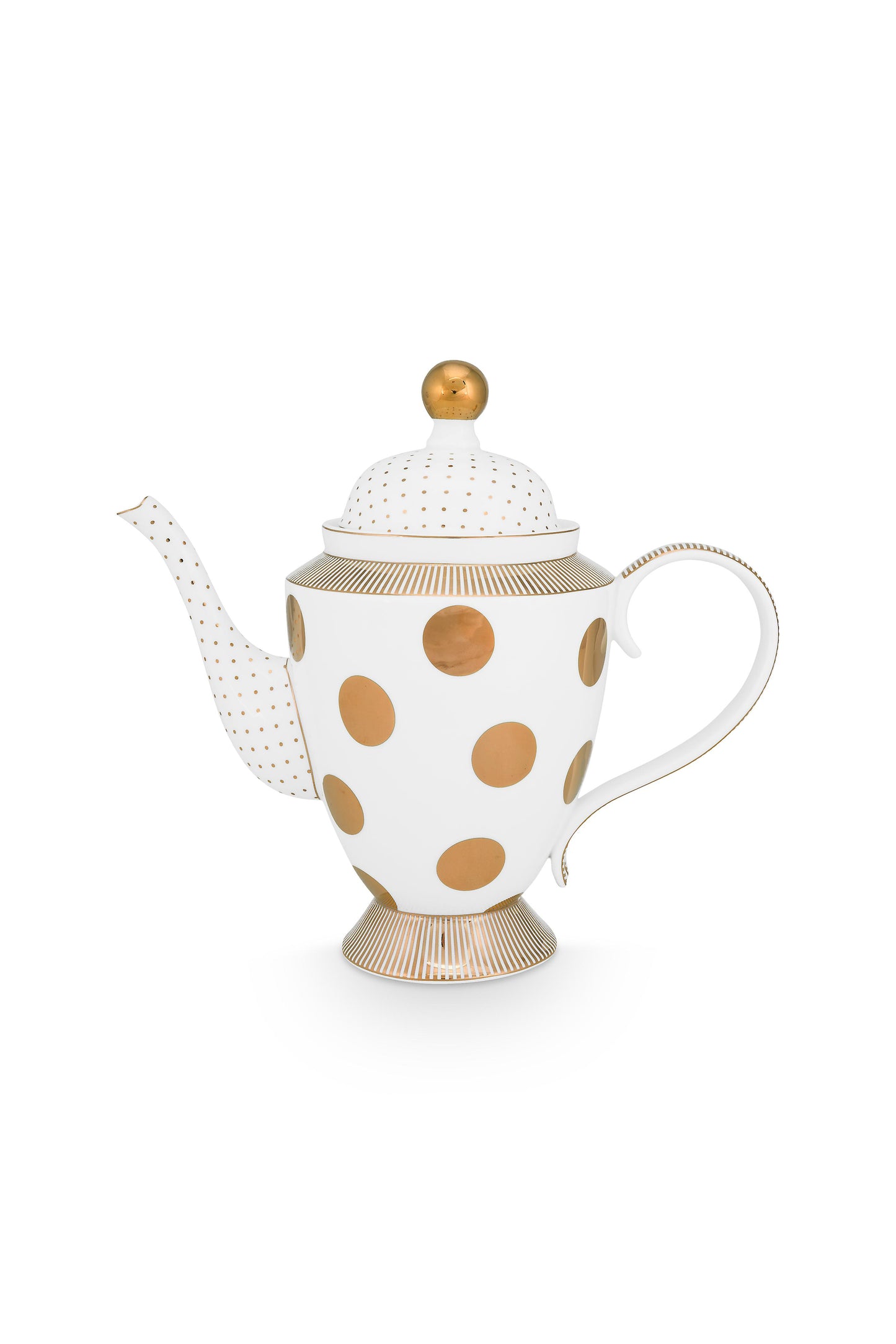 Teapot Dot Delight White-Gold 1.25ltr