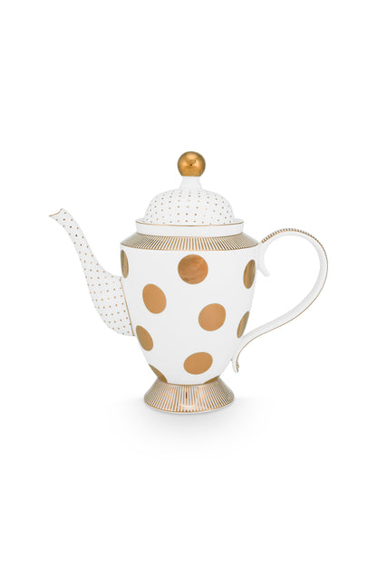 Teapot Dot Delight White-Gold 1.25ltr