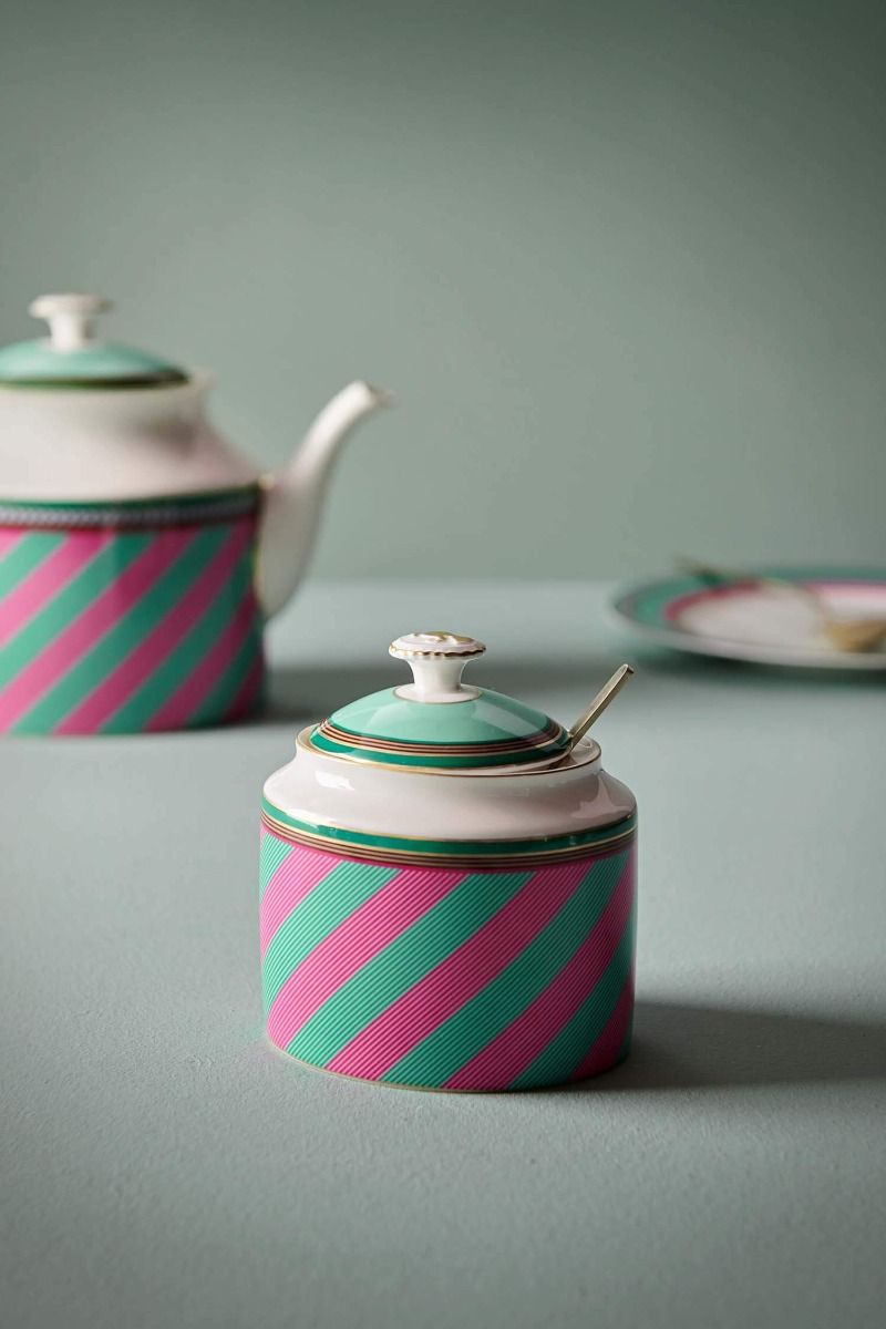 Sugar Bowl Pip Chique Stripes Pink-Green 550ml