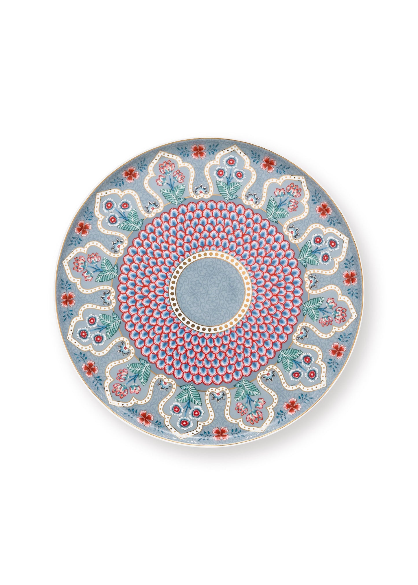 Mini Cake Tray Flower Festival Scallop Deco Light Blue 21cm