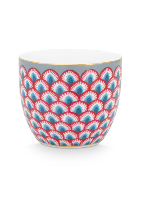 Egg Cup Flower Festival Scallop Red-Light Blue