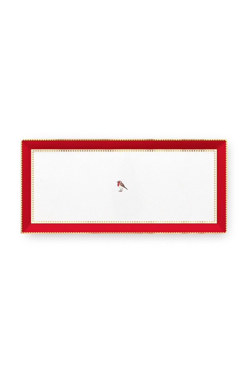 Serving Platter Rectangular Love Birds Red-Pink 33.3x15.5cm