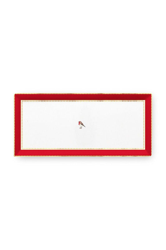 Serving Platter Rectangular Love Birds Red-Pink 33.3x15.5cm