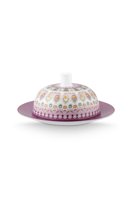 Butter Dish Round Lily & Lotus Moon Delight Multi 17x8cm
