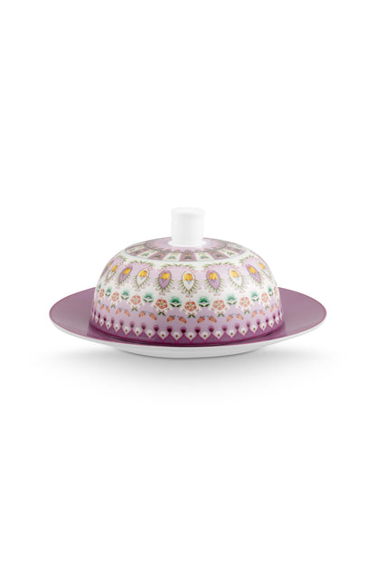 Butter Dish Round Lily & Lotus Moon Delight Multi 17x8cm