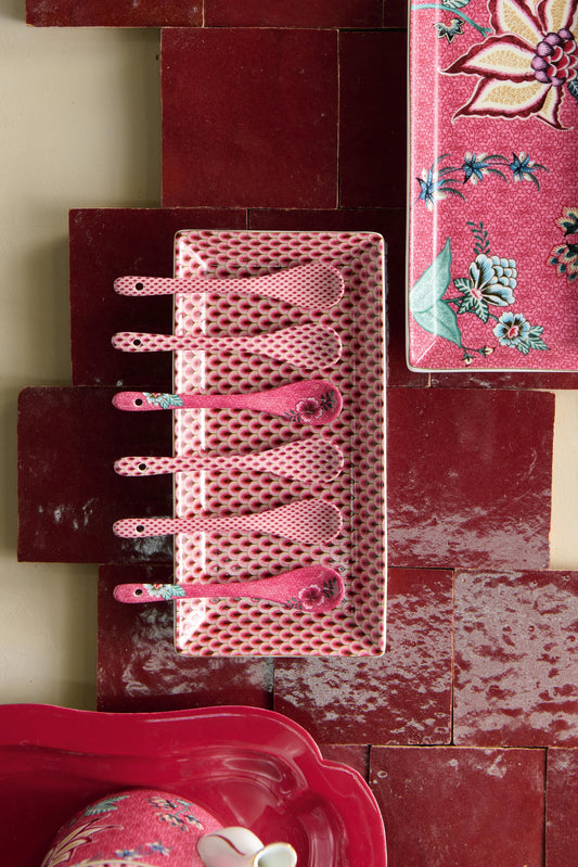 Giftset Teaspoons Oriental Flower Festival Dark Pink 13cm