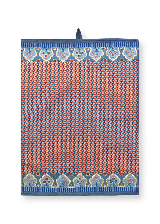 Tea Towel Flower Festival Blue-Red 50x70cm