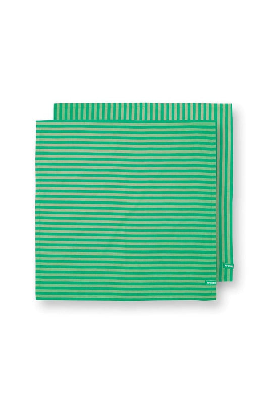 Set/2 Tea Towels Stripes Green 65x65cm