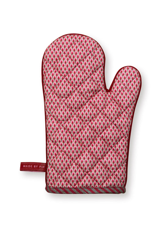 Oven Glove Flower Festival Dark Pink 29x15cm