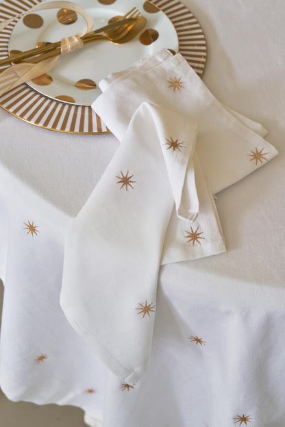 Tablecloth Embroidery Stars Gold 160x250cm