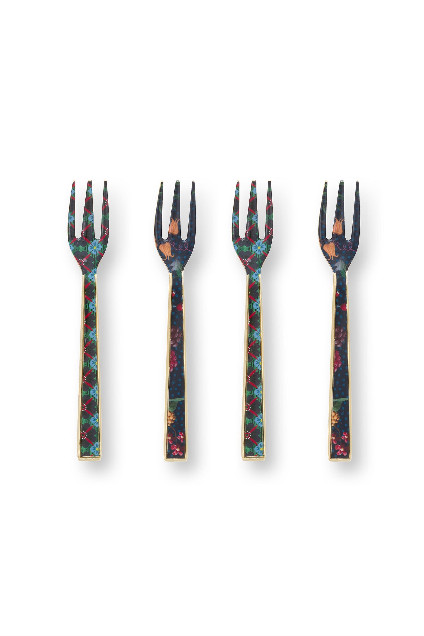 Gift Set of 4 Cake Forks Enamelled Berry Blues 14.5cm