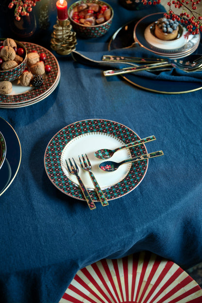 Gift Set of 4 Cake Forks Enamelled Berry Blues 14.5cm