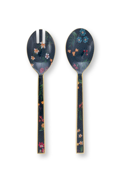 Gift Set of 2 Salad Server Enamelled Berry Blues 25cm