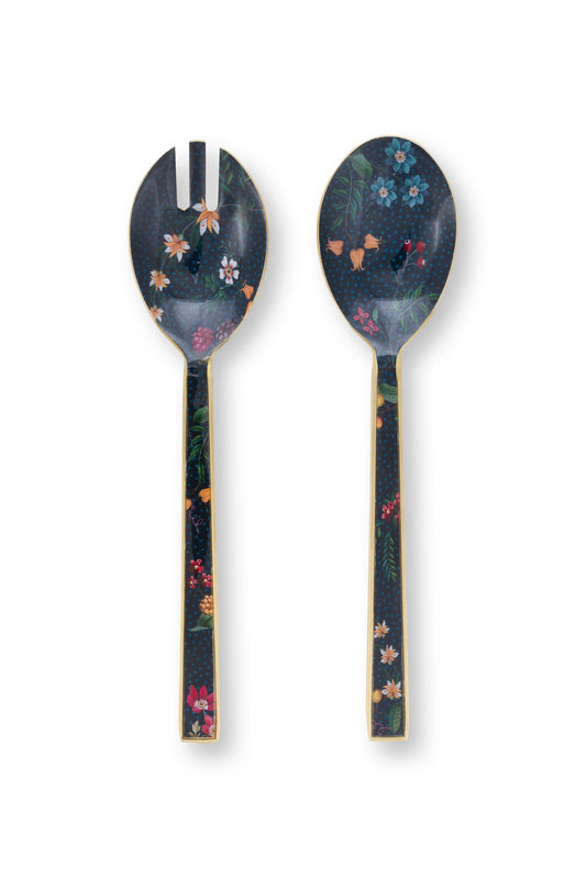 Gift Set of 2 Salad Server Enamelled Berry Blues 25cm