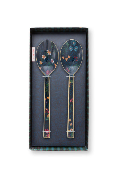 Gift Set of 2 Salad Server Enamelled Berry Blues 25cm