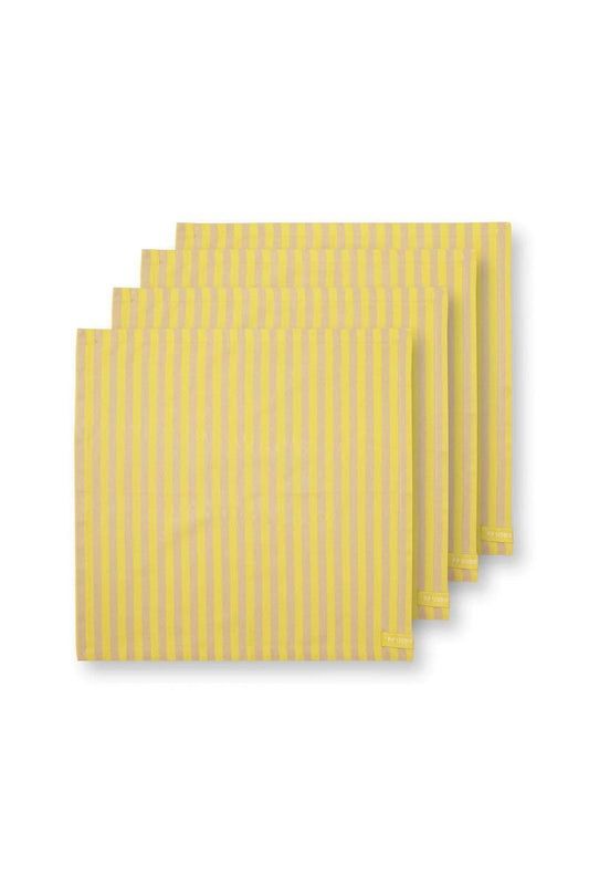 Set/4 Napkins Stripes Yellow 40x40cm