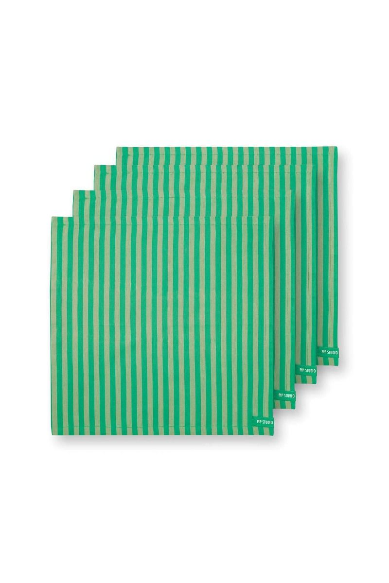 Set/4 Napkins Stripes Green 40x40cm