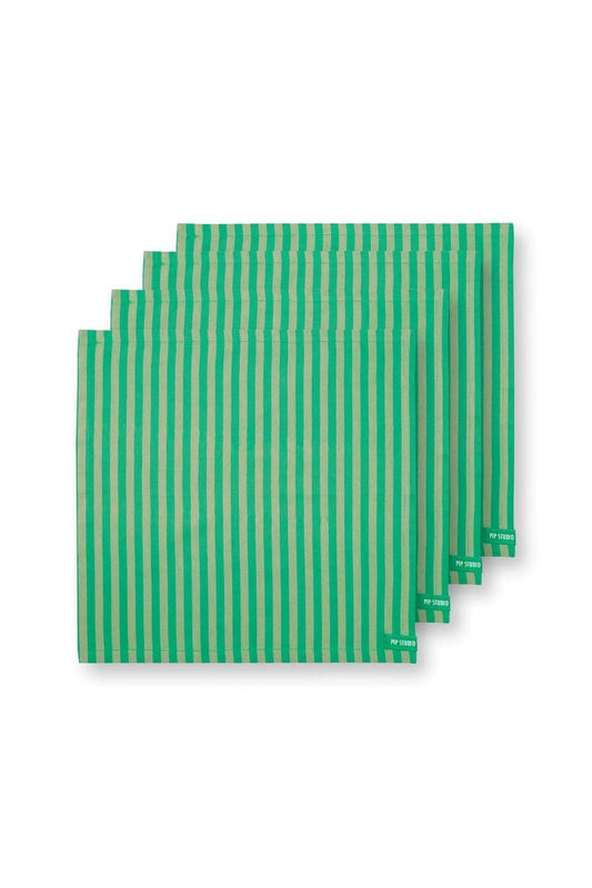 Set/4 Napkins Stripes Green 40x40cm