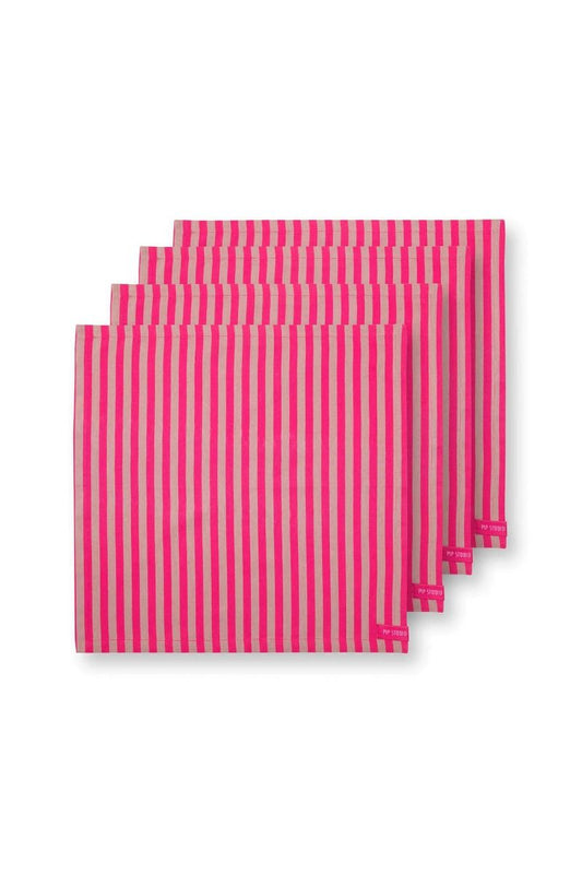 Set/4 Napkins Stripes Pink 40x40cm