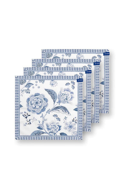 Set/4 Napkins Royal Regal Flower Blue 40x40cm