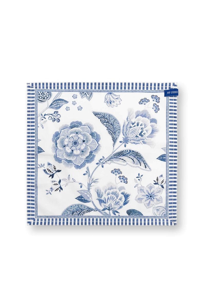 Set/4 Napkins Royal Regal Flower Blue 40x40cm