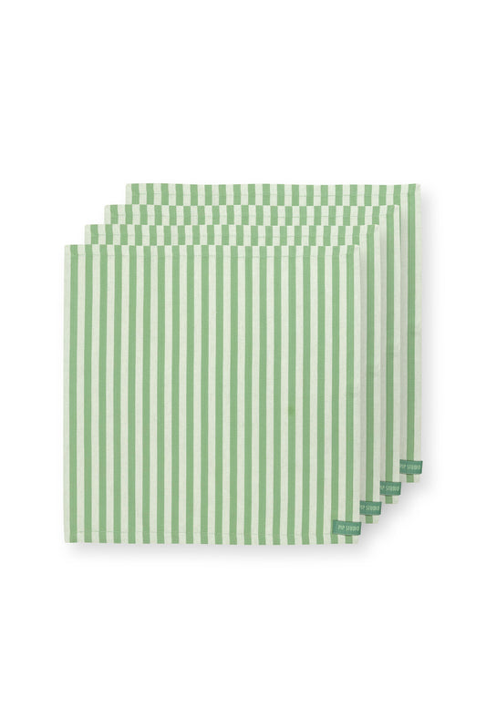 Set/4 Napkins Stripes Light Green 40x40cm