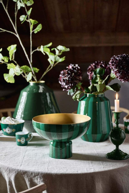 High Tray Metal Stripes Green 30x20cm