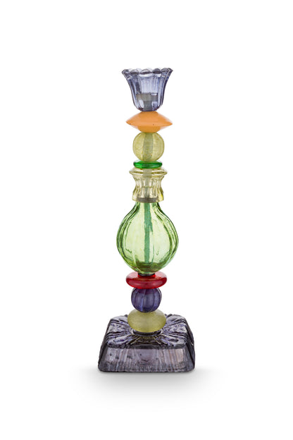 Glass Candle Holder Bead Green-Blue 29cm