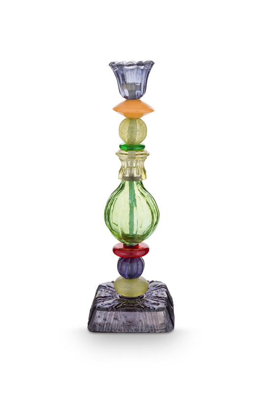 Glass Candle Holder Bead Green-Blue 29cm