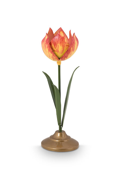 Gift Set of 2 Tulip Candle Holders Metal Yellow
