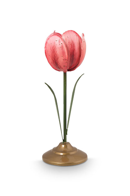 Gift Set of 2 Tulip Candle Holders Metal Pink