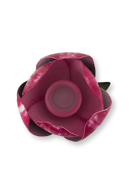 Gift Set of 2 Tulip Candle Holders Metal Pink