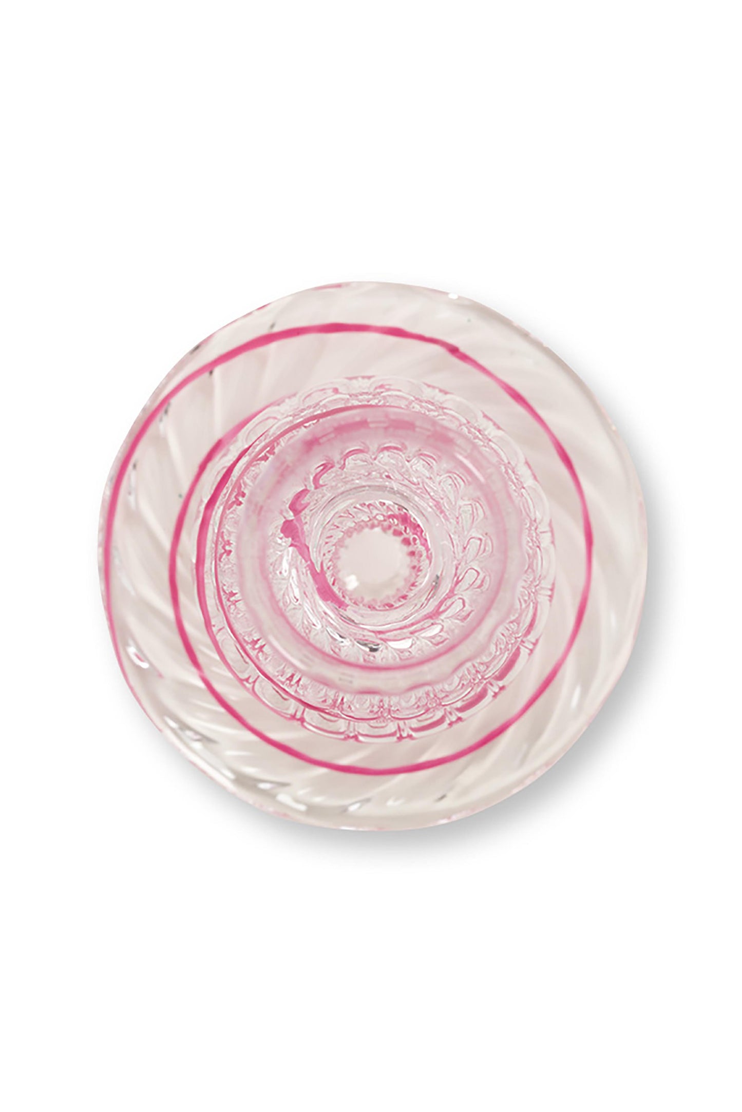Candle Holder Glass Swirl Pink M 22cm
